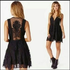 Free People Reign On Me Sleeveless Black Lace Mini Dress 6 M